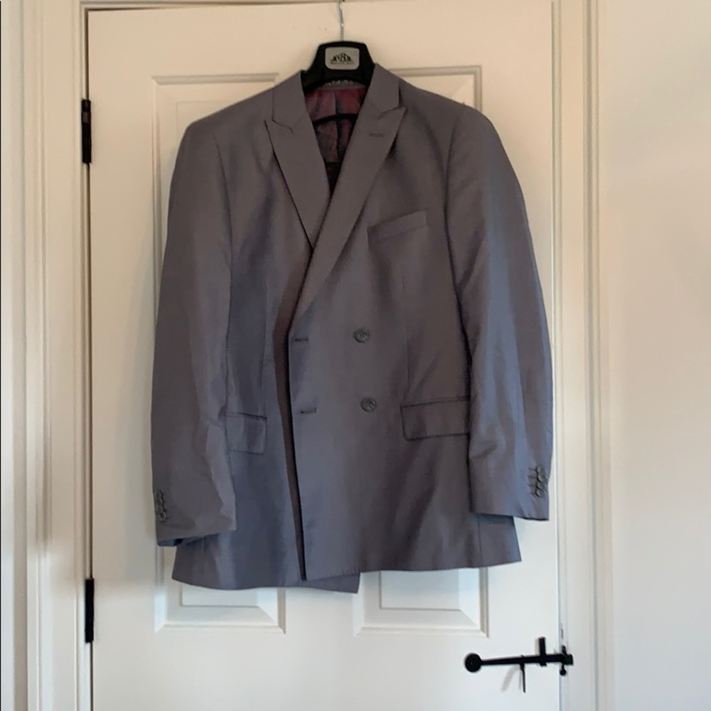 Men’s Silver/Light Gray Double Breasted Blazer